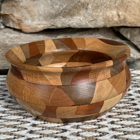 Wood Segmented Hand Crafted Bowl Artisan Signed - Picture 3 of 6